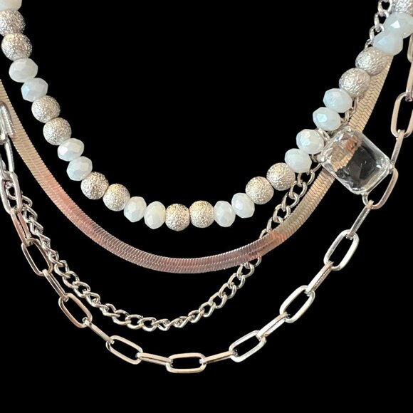 Ashley Stewart Multi-Layer Necklace Modern Boho Chic Statement Trendy Elegant - Picture 4 of 6